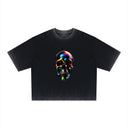 Hyper-Realistic 3D Metallic Skull Tee – Vibrant Chrome Streetwear