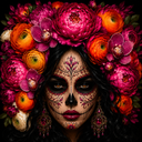 Vibrant Día de los Muertos Floral Skull Portrait Art | ReverieJoy New Collection