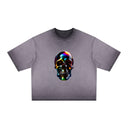 Hyper-Realistic 3D Metallic Skull Tee – Vibrant Chrome Streetwear