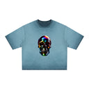 Hyper-Realistic 3D Metallic Skull Tee – Vibrant Chrome Streetwear
