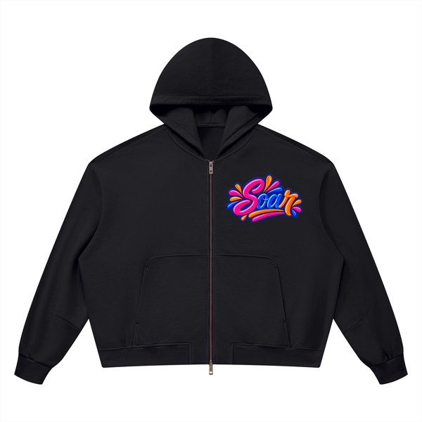 Unisex Vintage Wash Boxy Full Zip Hoodie