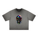 Hyper-Realistic 3D Metallic Skull Tee – Vibrant Chrome Streetwear