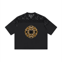 Unisex Lace Paneling V-Neck T-Shirt