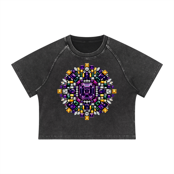 Women's Mineral Wash Raglan Crop T-Shirt
