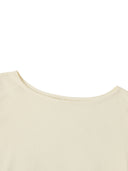 Off-Shoulder Rolled Hem Cotton T-Shirt
